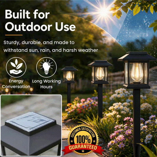 Vintage Solar Garden Path Lights – Waterproof Auto On/Off Outdoor Landscape Lanterns