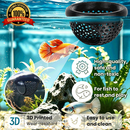 4-in-1 Floating Betta Hide, Feeding Ring & Shrimp Cave – No-Install Aquarium Decor