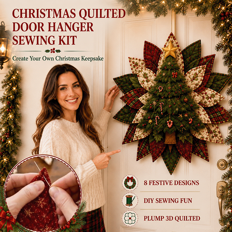 DIY Christmas Quilted Door Hanger Sewing Kit – 3D Holiday Decor