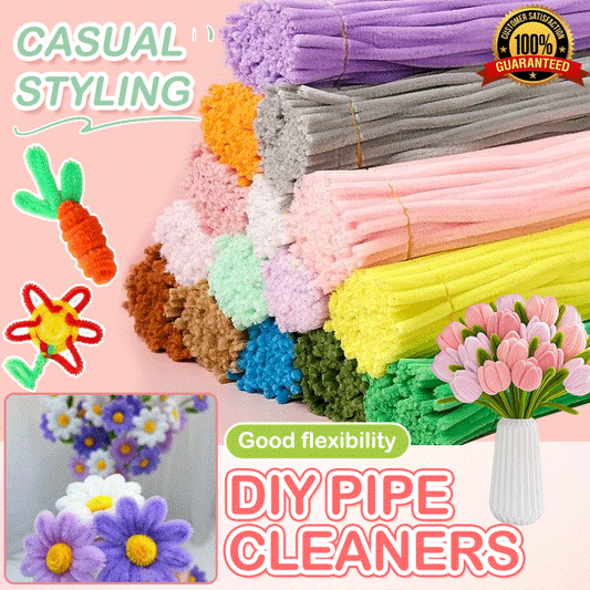 🌸 300pcs DIY Pipe Cleaner Bouquet Kit – Eco-Friendly, Kid-Safe Soft Fuzzy Stems, Flexible Craft Set for Kids