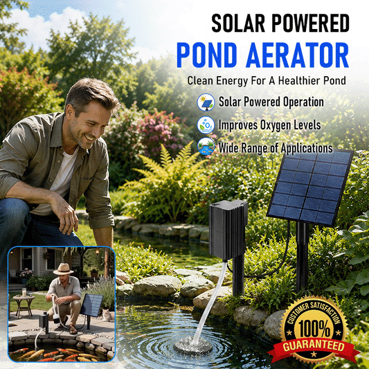 Solar Powered Pond Aerator Air Pump for Fish Ponds, Koi Ponds & Live Bait Buckets | High-Output Oxygen Pump