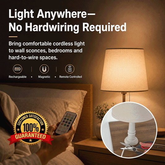 💡 15-Color Rechargeable RGB Magnetic LED Light Bulb with Remote Control – Cordless Type-C Ambient Light (Warm White, Cool White & RGB Colors)