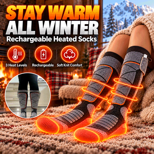 Rechargeable Heated Thermal Socks – 3 Heat Levels & Up to 8.5H Warmth