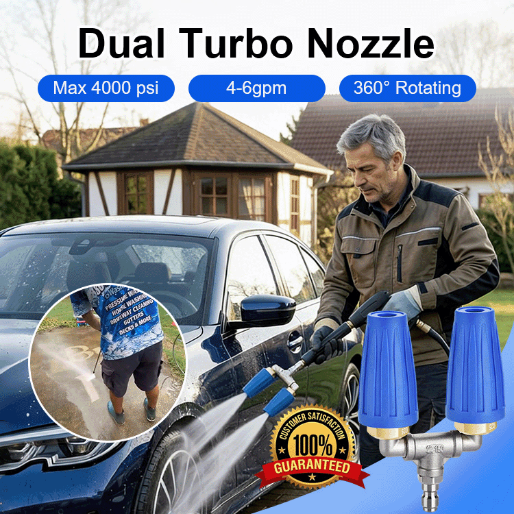 💦 360° Dual-Turbo Pressure Washer Nozzle