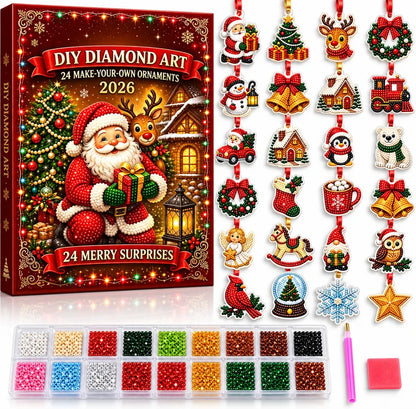 24-Piece Christmas DIY Diamond Art Ornament Kit – Sparkling Holiday Craft Set