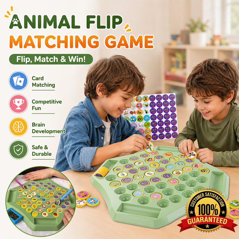 Flip & Match™ DIY Memory Matching Game for Kids | 2–4 Player Educational Family Board Game (Animal • Dinosaur • Fruit • Vehicle)