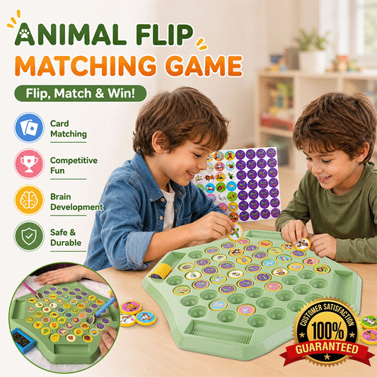 Flip & Match™ DIY Memory Matching Game for Kids | 2–4 Player Educational Family Board Game (Animal • Dinosaur • Fruit • Vehicle)