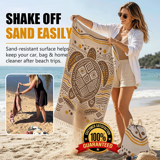 🌴 2-in-1 Convertible Beach Towel Backpack - Oversized Sand-Free Beach Blanket Bag With Hidden Pocket & Hands-Free Carry