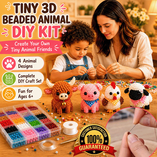Petite 3D Beaded Animal Craft Kit – 4-Pack DIY Animal Bead Making Set for Kids & Families