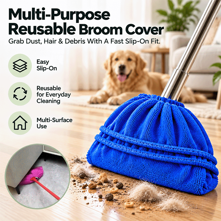 Reusable Multi-Purpose Broom Cover – Wet & Dry Cleaning Sleeve