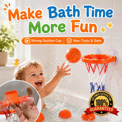 Baby Bath Basketball Hoop Set with 3 Balls – Strong Suction Cup Toddler Bath Toy & Educational Bathtub Basketball Game