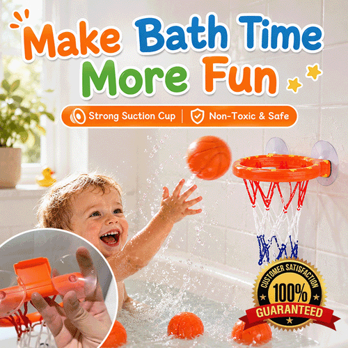 Baby Bath Basketball Hoop Set with 3 Balls – Strong Suction Cup Toddler Bath Toy & Educational Bathtub Basketball Game
