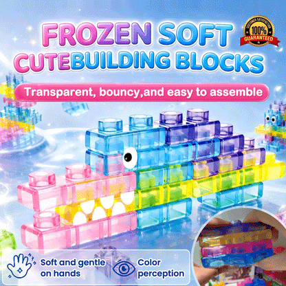 Crystal Jelly Sensory Building Blocks – Soft Transparent TPR Construction Toy for Creative Play & Fine Motor Development
