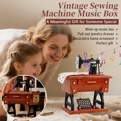 Vintage Sewing Machine Music Box – Mechanical Wind-Up Miniature Home Decor