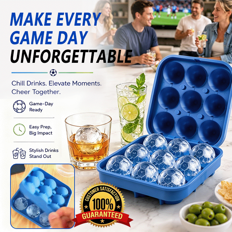 Soccer Ball Ice Cube Mold with Leak-Proof Lid | Food-Grade Silicone Ice Tray for Whiskey, Cocktails, Water Bottles & Game Day Parties