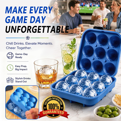Soccer Ball Ice Cube Mold with Leak-Proof Lid | Food-Grade Silicone Ice Tray for Whiskey, Cocktails, Water Bottles & Game Day Parties
