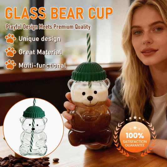 🧸 BearSip - Glass Cup – Cute, Cozy & Made to Brighten Your Day