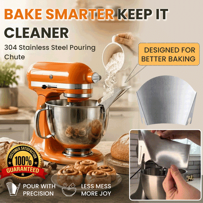 Professional Stainless Steel Stand Mixer Ingredient Chute – Universal No-Spill Pouring Guide