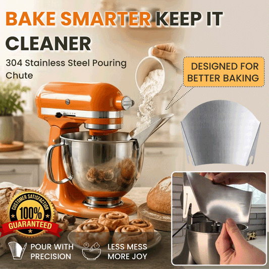 Professional Stainless Steel Stand Mixer Ingredient Chute – Universal No-Spill Pouring Guide