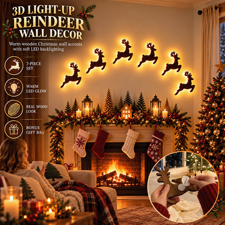 7-Piece LED Christmas Wall Decor Set – Warm-Light Holiday Silhouettes