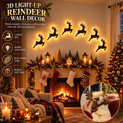 7-Piece LED Christmas Wall Decor Set – Warm-Light Holiday Silhouettes