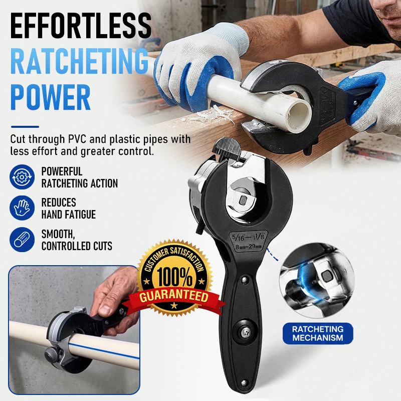 Heavy-Duty Ratcheting PVC Pipe Cutter With Replaceable Blade