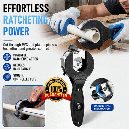 Heavy-Duty Ratcheting PVC Pipe Cutter With Replaceable Blade