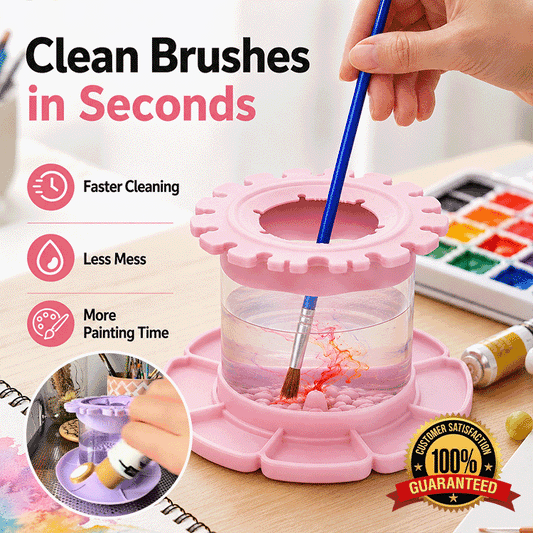 Portable Detachable Silicone Paint Brush Washer with Brush Holder