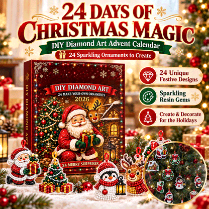 24-Piece Christmas DIY Diamond Art Ornament Kit – Sparkling Holiday Craft Set