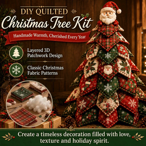 DIY Christmas Tree Patchwork Kit – 3D Layered Fabric Holiday Craft