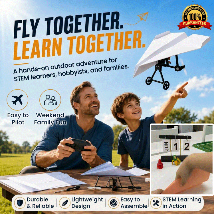 DIY RC Paper Airplane Kit – Gyro Stabilized Electric Remote Control STEM Flying Model
