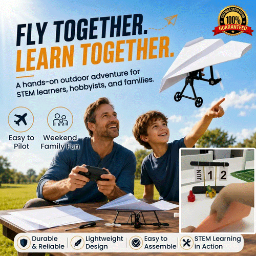 DIY RC Paper Airplane Kit – Gyro Stabilized Electric Remote Control STEM Flying Model