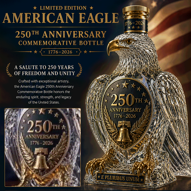 American Eagle 250th Anniversary Crystal Whiskey Decanter – Patriotic Bald Eagle Collectible Gift for Fathers, Husbands & Whiskey Lovers