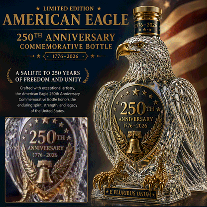 American Eagle 250th Anniversary Crystal Whiskey Decanter – Patriotic Bald Eagle Collectible Gift for Fathers, Husbands & Whiskey Lovers