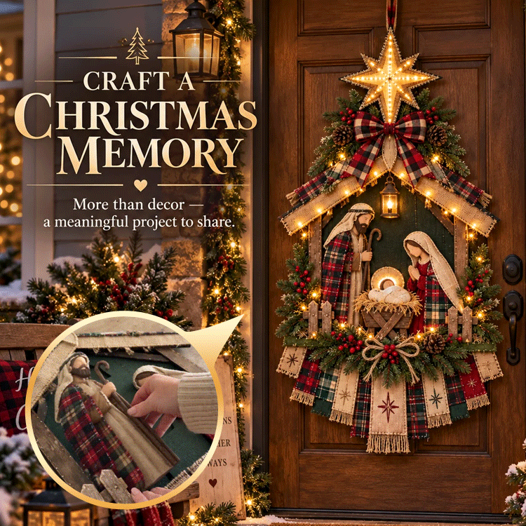 DIY Lighted Christmas Nativity Door Hanging Kit