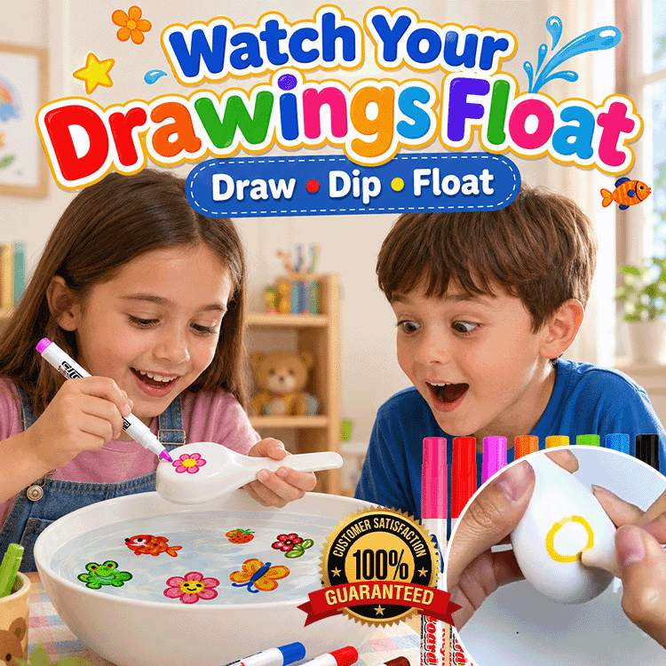 Magic Floating Water Drawing Pens – 8 Color Reusable Floating Whiteboard Markers for Kids STEM Art & Water Science Fun