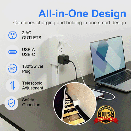 FlexOutlet™ Space-Saving Outlet Extender – No More Blocked Plugs, Rotates 180° + USB Charging