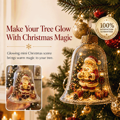 Glowing Christmas Bell Ornament – Light-Up Miniature Holiday Scene