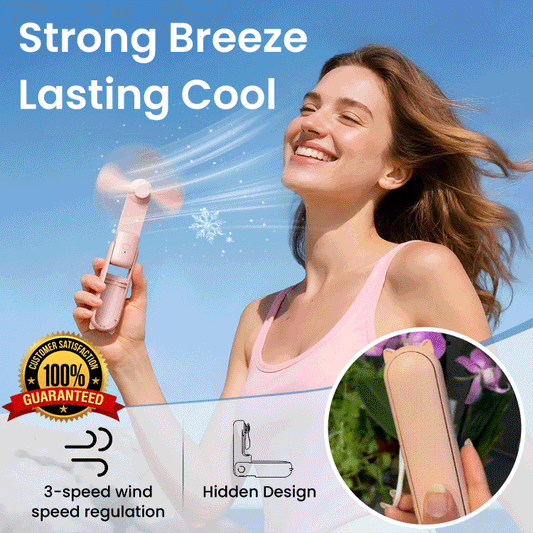 2-in-1 Portable Handheld Fan & Power Bank – USB Rechargeable Personal Cooling Fan with Up to 12H Battery Life