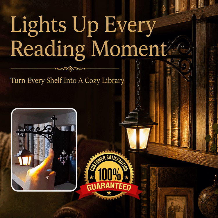 Halloween Bookshelf Lantern Light – Vintage LED Book Nook Decor & Metal Bookend for Cozy Reading Spaces