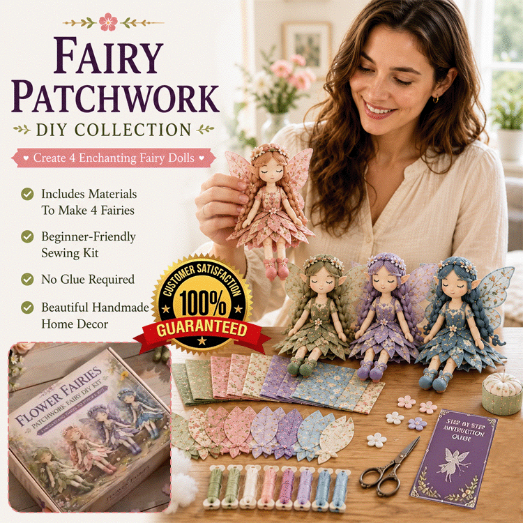 Fairy Patchwork DIY Sewing Kit – Handmade Fabric Fairy Craft Set for Beginners (4 Fairy Dolls)