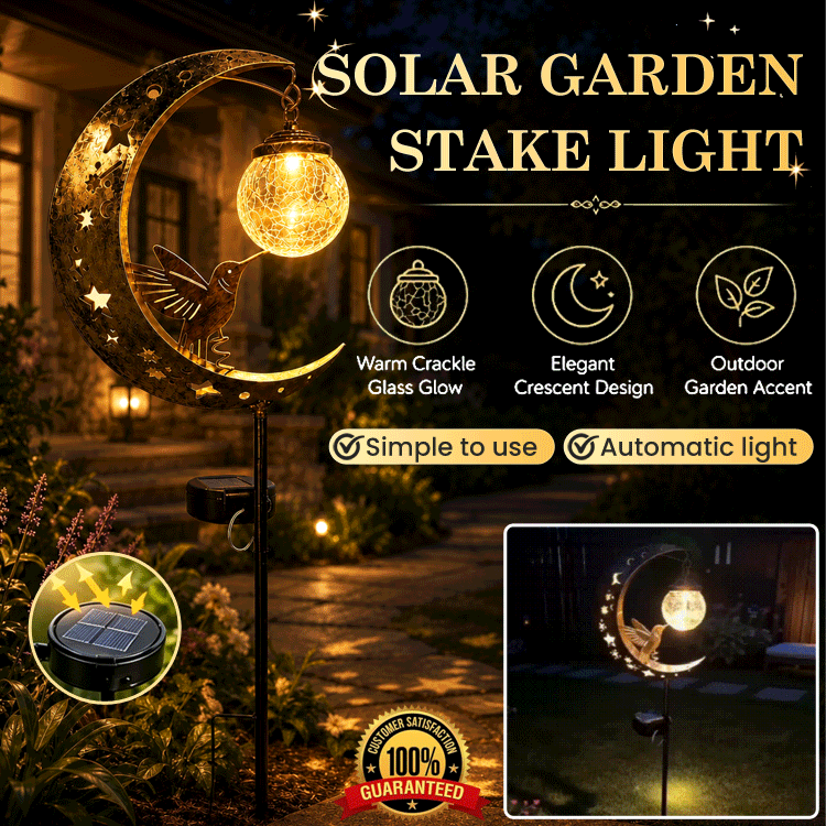 Moon & Hummingbird Solar Garden Stake Light – Waterproof Outdoor Moon Decor for Patio, Yard & Garden