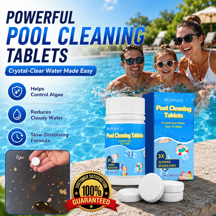 Multi-Action Pool Cleaning Tablets – Slow-Dissolving Pool Water Clarifier & Odor Remover