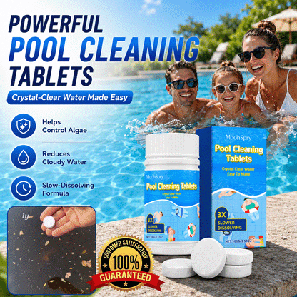 Multi-Action Pool Cleaning Tablets – Slow-Dissolving Pool Water Clarifier & Odor Remover