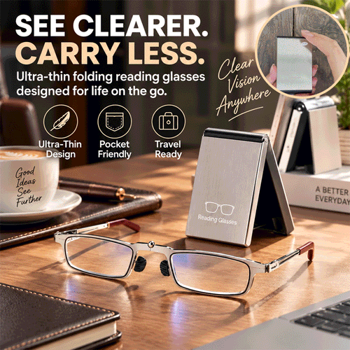 2-in-1 Folding Reading Glasses with Phone Stand Case – Blue Light Filtering