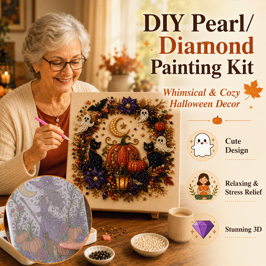 👻 Ghost Pearl Art DIY Kit – 3D Halloween Diamond Painting Craft, Sparkling Resin Pearl Mosaic Wall Decor