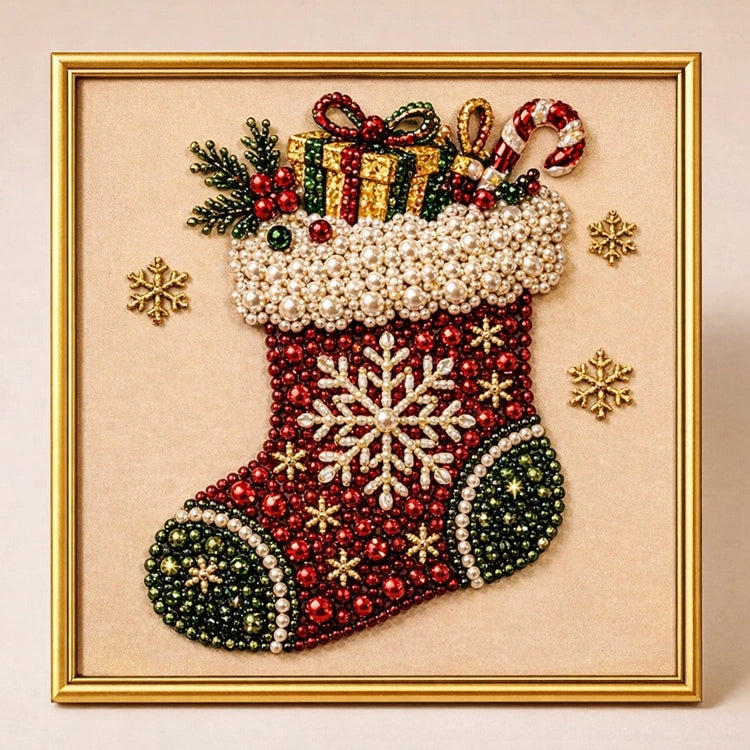 Pre-Framed Christmas Pearl Diamond Painting Art Kit