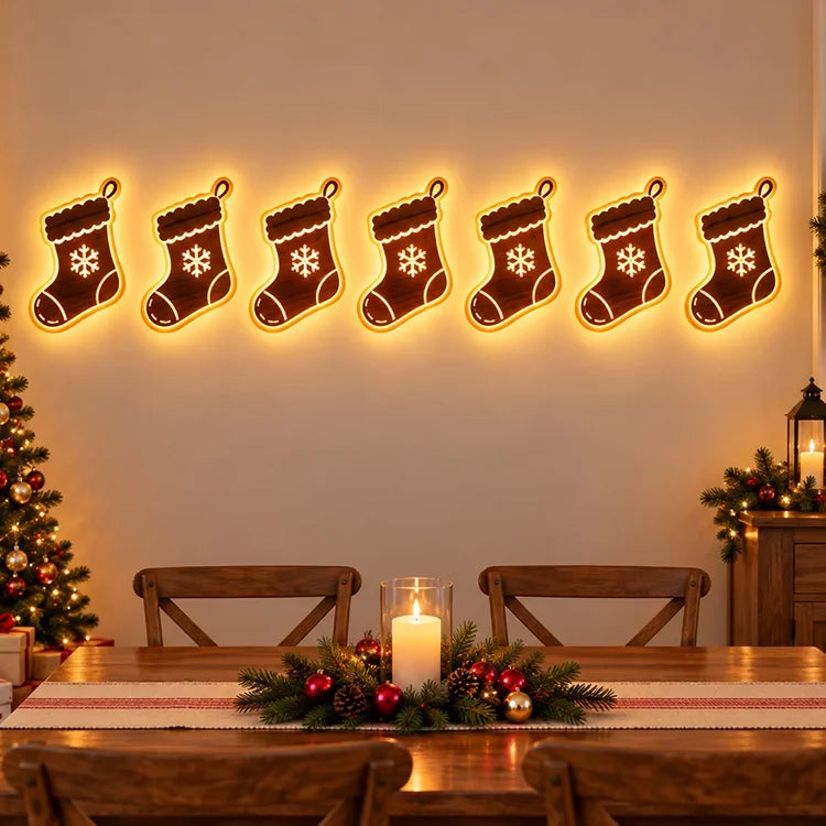 7-Piece LED Christmas Wall Decor Set – Warm-Light Holiday Silhouettes