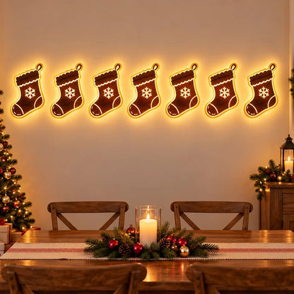 7-Piece LED Christmas Wall Decor Set – Warm-Light Holiday Silhouettes
