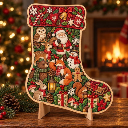 DIY Christmas Wooden Puzzle Display Keepsake with Stand